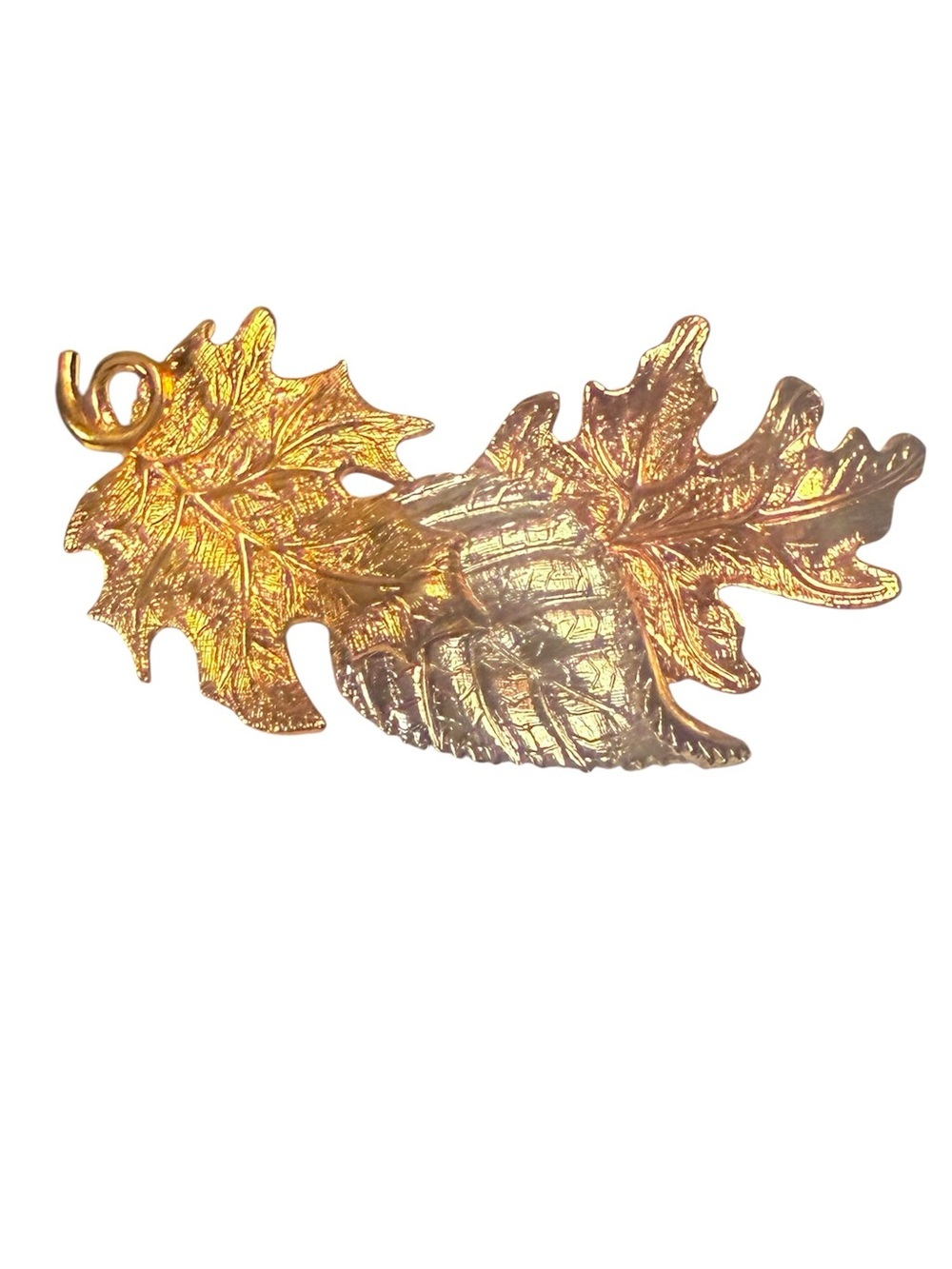 Vintage Avon Gold Silver Rose Gold Leaf Pin Brooch